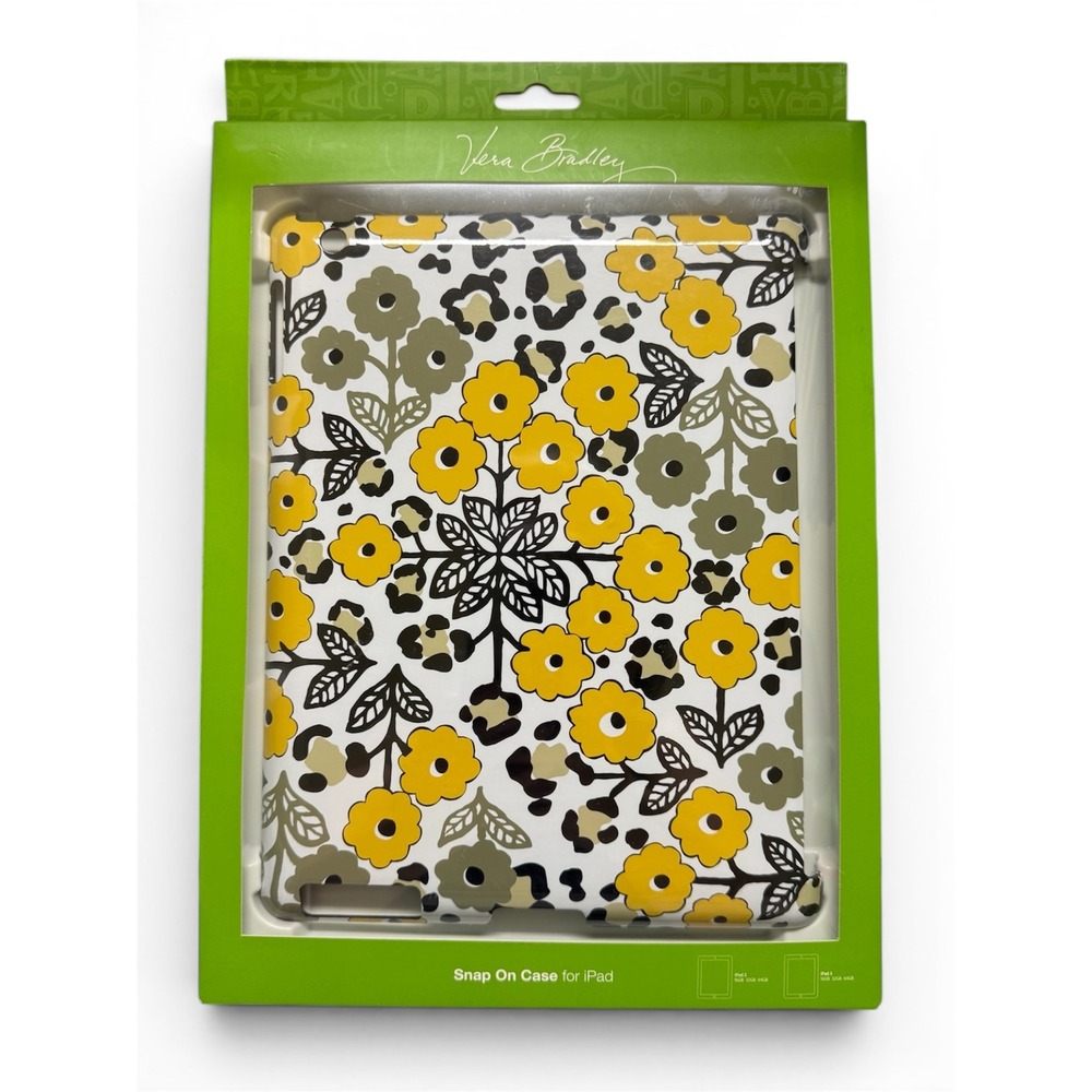 Vera Bradley Go Wild Floral Leopard Snap‎ On Case iPad 2 iPad 3 Yellow Grey NIB